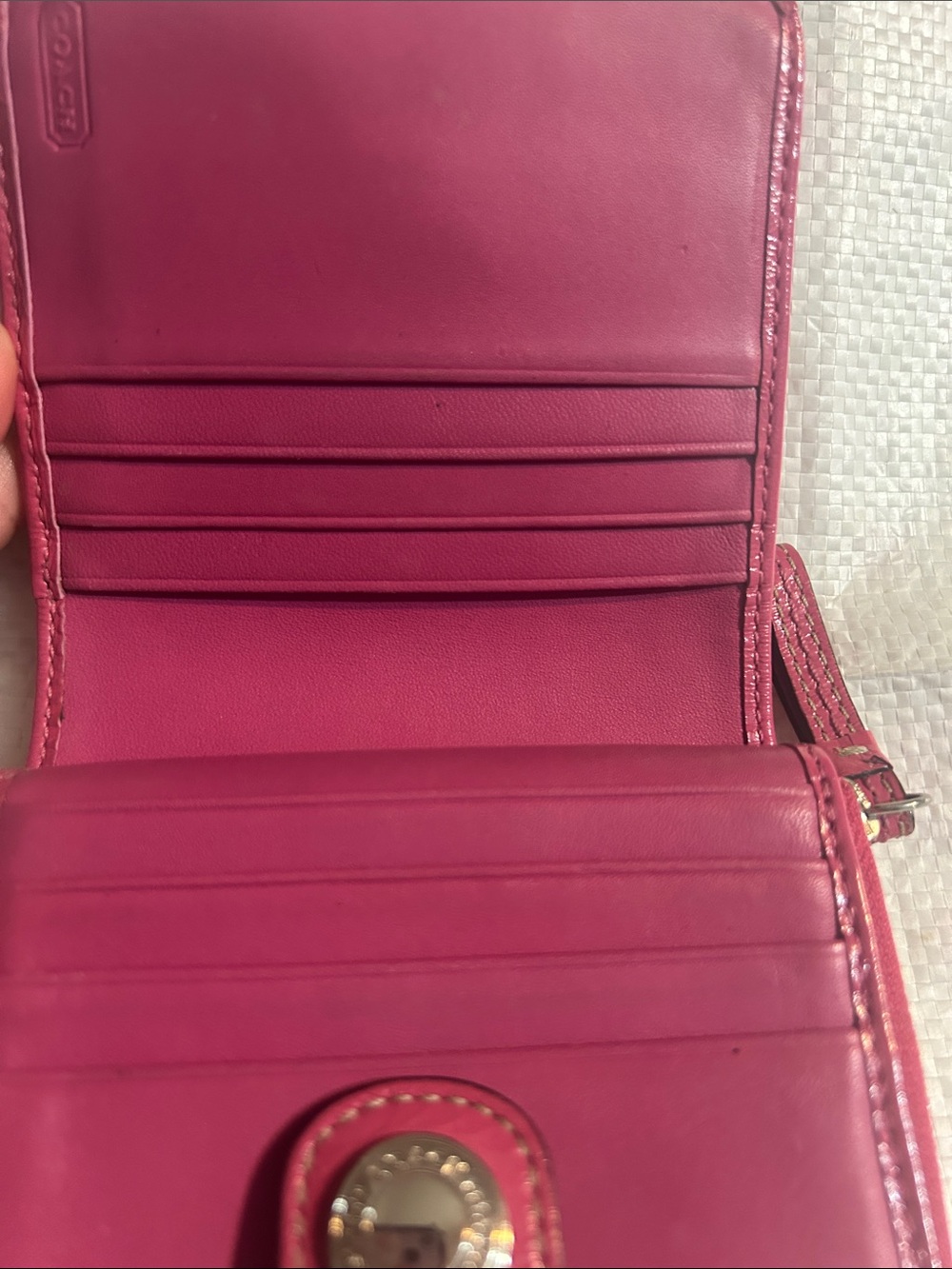 Coach Brown Signature Canvas Wallet with Pink Leather Trim vintage Y2K - Picture 3 of 6
